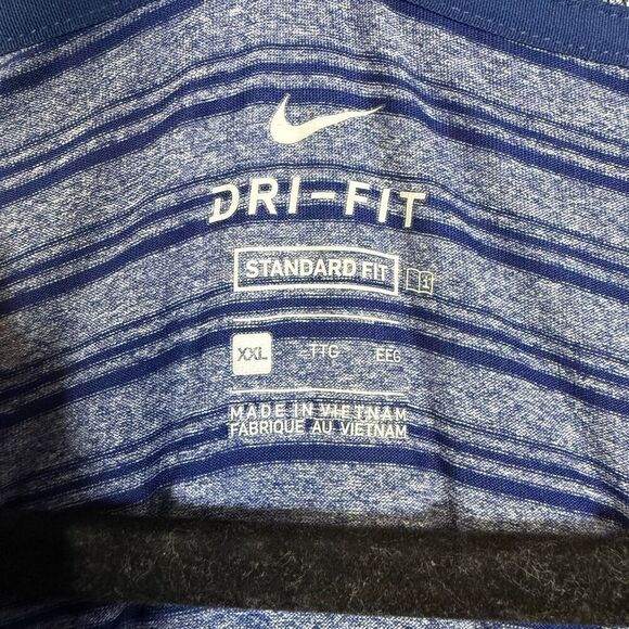 Nike Mens Size XXL Dri Fit Athletic Pullover Polo Blue Stripe Short Sleeves - Picture 2 of 8
